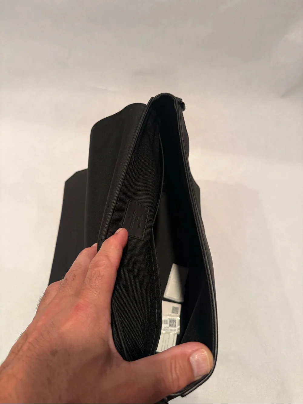 Louis Vuitton Black Pebbled Leather Messenger with LV Initials